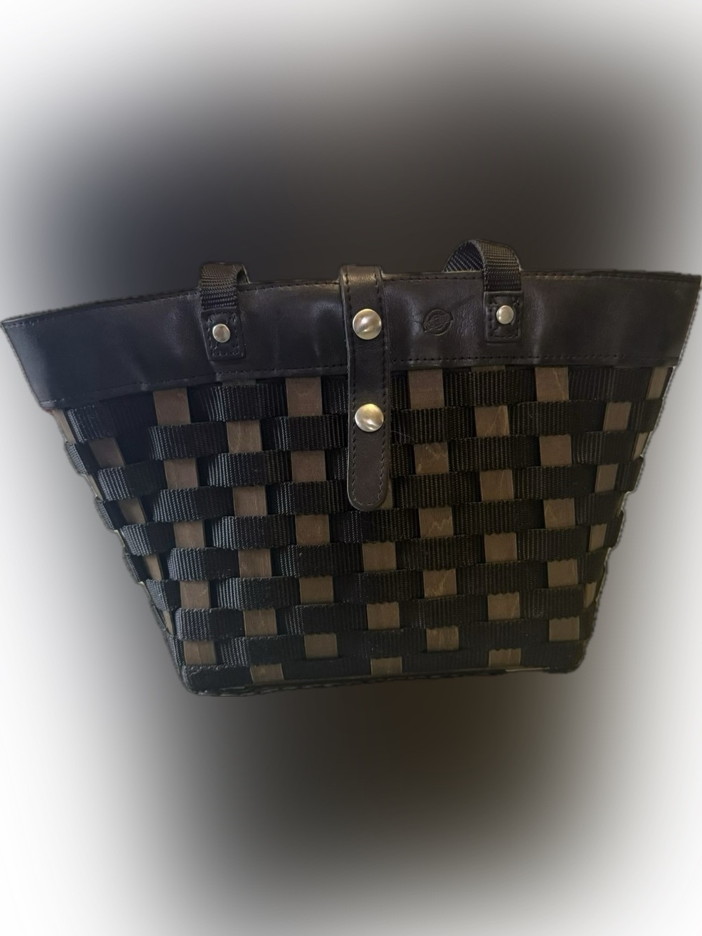 Longaberger Woven Black and Brown Tote Bag - Stylish Everyday Carry